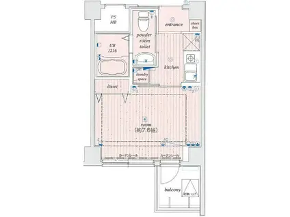 ヴェルステージ本所吾妻橋(1K/7階)の間取り写真