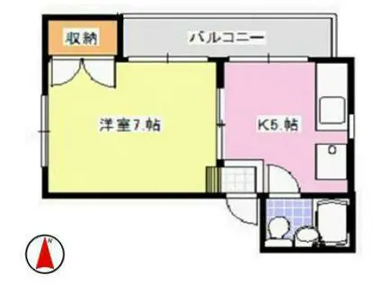 亜土ビル(1DK/5階)の間取り写真