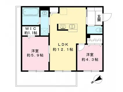 ラメール(2LDK/1階)の間取り写真