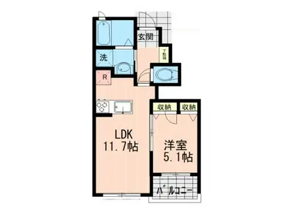 京王線 千歳烏山駅 徒歩26分 2階建 築17年(1LDK/1階)の間取り写真