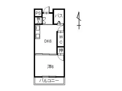 伊鍋ハイツ(1DK/3階)の間取り写真