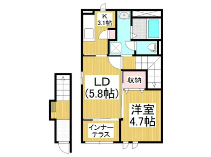 イーストゲート・スクエア(1LDK/2階)の間取り写真