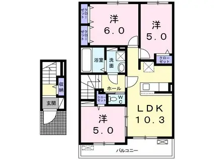 レガーメ(3LDK/2階)の間取り写真