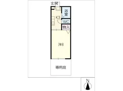 ドミール滝子(1K/1階)の間取り写真