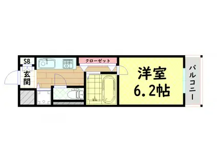 サムティ心斎橋イースト(1K/9階)の間取り写真