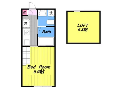 SGアパートメント・新百合ヶ丘(1K/1階)の間取り写真