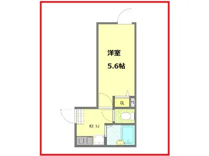 ウェルビーイング江北(1K/2階)の間取り写真