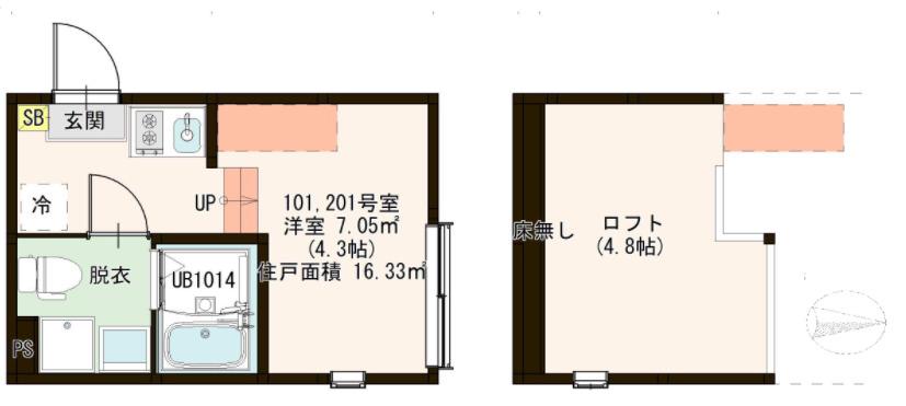 ピノヴィラージュ六町(ワンルーム/1階)の間取り写真