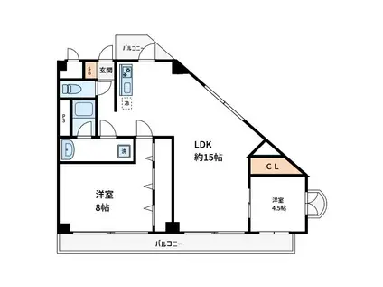 カーサケイワイ(2LDK/4階)の間取り写真