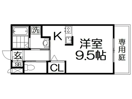 コンフォールヴィル 木田元宮(ワンルーム/1階)の間取り写真