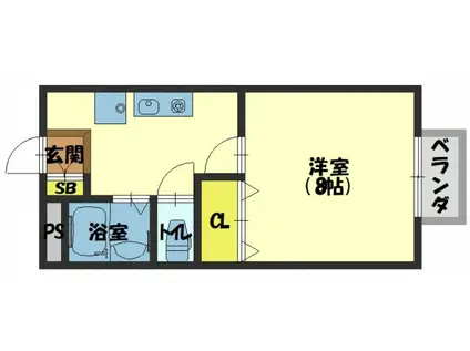 イーストインII(1K/1階)の間取り写真