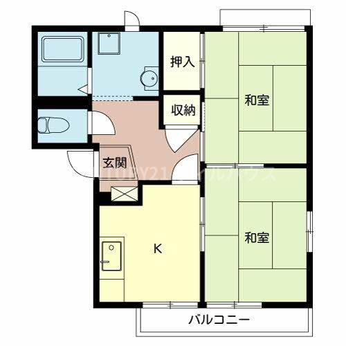 小阪グリーンハイツ(2K/2階)の間取り写真