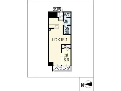 アランヴェール覚王山(1LDK/6階)の間取り写真