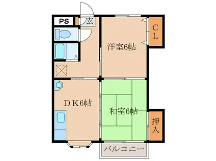 グリーンコーポ水ヶ迫(2DK/1階)の間取り写真