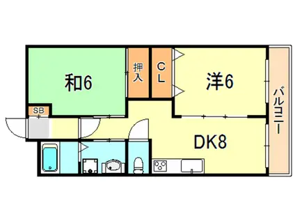 明豊マンション(2DK/2階)の間取り写真