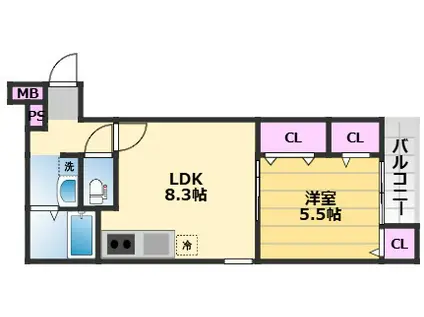フジパレス春木駅北Ⅲ番館(1LDK/3階)の間取り写真