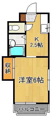 シャトレ小松(1K/4階)の間取り写真