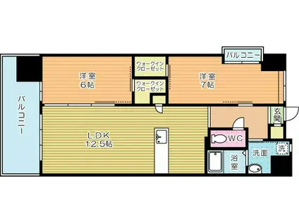 サンシャイン・キャナル小倉(2LDK/11階)の間取り写真