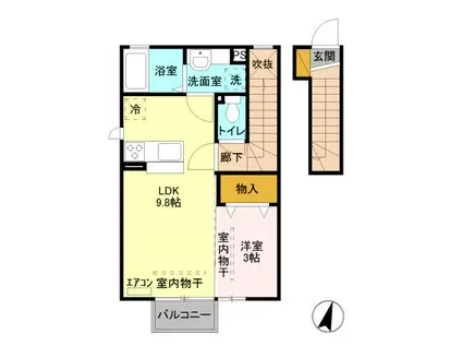 ヴァリードルミエール/ボーテルミエール ヴァリードルミエール(1LDK/2階)の間取り写真