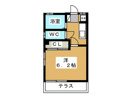 ポピーガーデン(1K/1階)の間取り写真