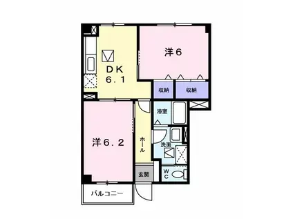 ニューシティー藤澤(2DK/1階)の間取り写真