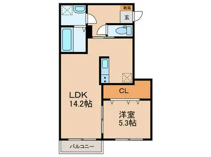 メディオリヴェール紫駅(1LDK/3階)の間取り写真