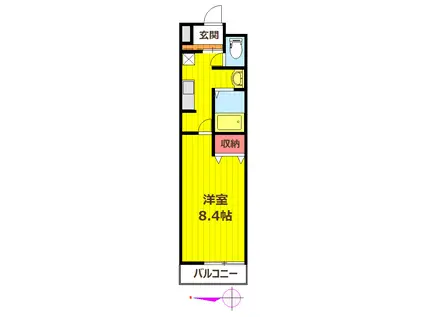 クオーレ八幡(1K/2階)の間取り写真