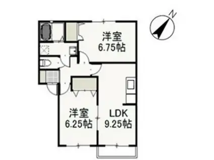 ファミーユ万倍B(2LDK/2階)の間取り写真