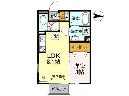 ETERNA宮子(1LDK/2階)の間取り写真