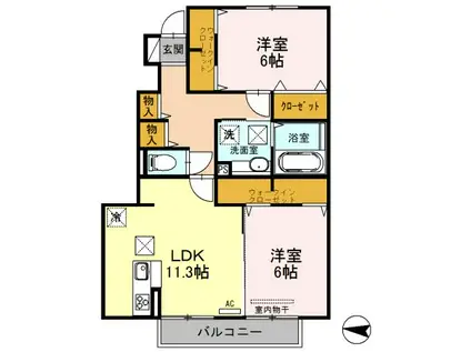 ルピナアサイ(2LDK/1階)の間取り写真