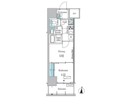 パークアクシス名古屋山王(1DK/3階)の間取り写真