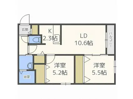 CITY RESIDENCE 発寒(2LDK/4階)の間取り写真