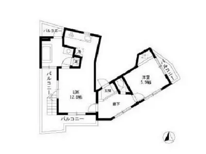 WIN駒場(1LDK/5階)の間取り写真