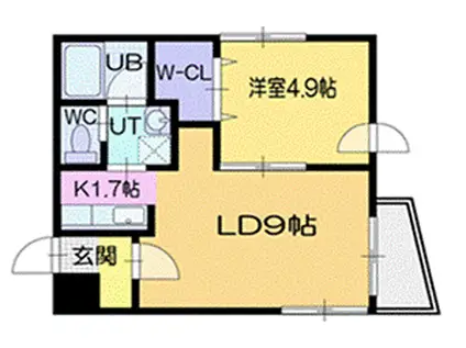 SENSAI-ATSBETSU厚別(1LDK/3階)の間取り写真