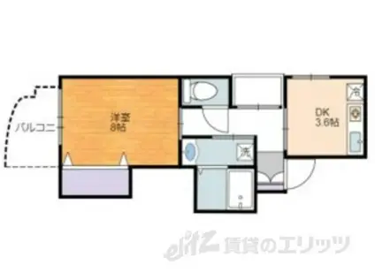 エバーグリーン植政(1DK/2階)の間取り写真