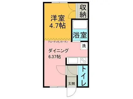 プリベール(1DK/1階)の間取り写真