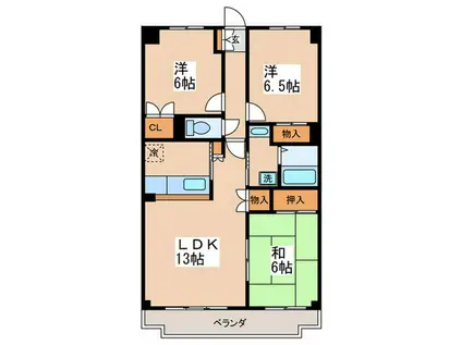 ドルフソニアドーロ(3LDK/6階)の間取り写真