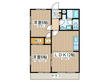 メゾン潮風I(2LDK/1階)の間取り写真