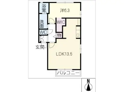 サウスコル A棟(1LDK/1階)の間取り写真