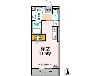 D-ROOM サウス・ノース(ワンルーム/1階)の間取り写真