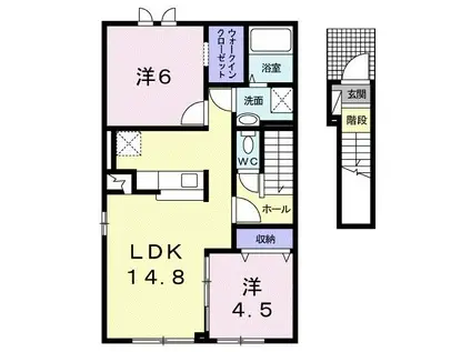 ボナール(2LDK/2階)の間取り写真