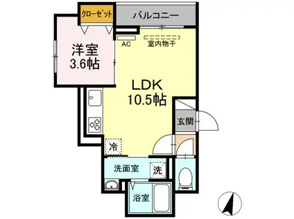 アナシエ神谷(1LDK/2階)の間取り写真