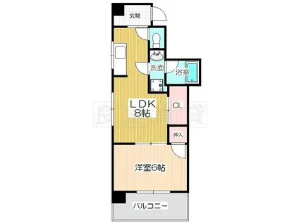 麦島第二ビル(1LDK/9階)の間取り写真