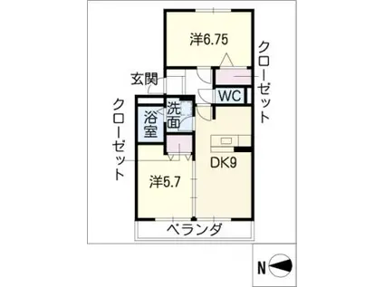 グランディールII(2DK/2階)の間取り写真