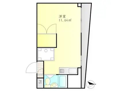 OLIVE(ワンルーム/3階)の間取り写真