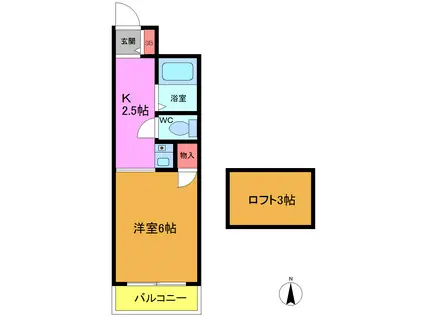 サンエクセル(1K/2階)の間取り写真