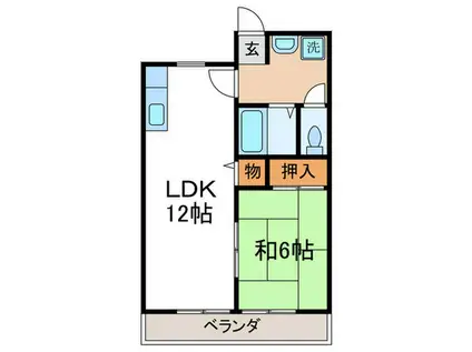 シャルム畑ヶ田(1LDK/2階)の間取り写真