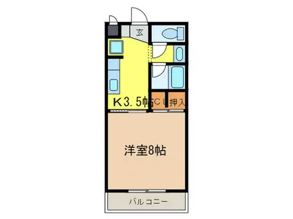 本町レジデンス(1K/2階)の間取り写真
