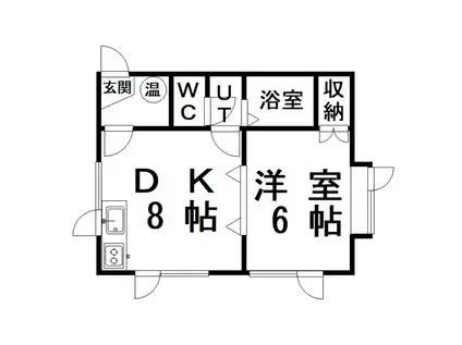 エステートインかれんと(1DK/2階)の間取り写真