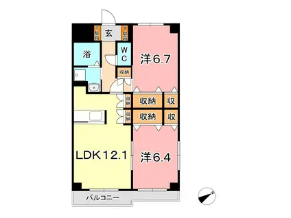 ブランミュール倉敷東町(2LDK/7階)の間取り写真